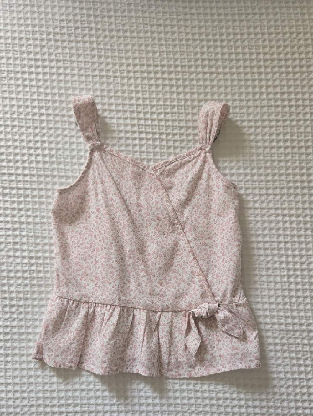 abercrombie kids light pink floral peplum tank with bow